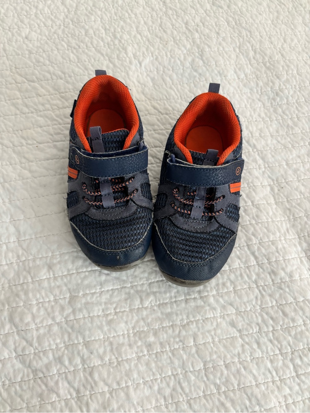 Stride Rite Navy and Orange Kids Sneakers with Velcro Strap